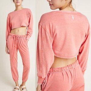NWT Free People Red Zuma Sweatshirt Crop Sweater Size Medium‎ New With Tags Boho